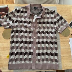 TODD SNYDER - SILK-COTTON TILE FULL-PLACKET POLO IN DRIED LILAC